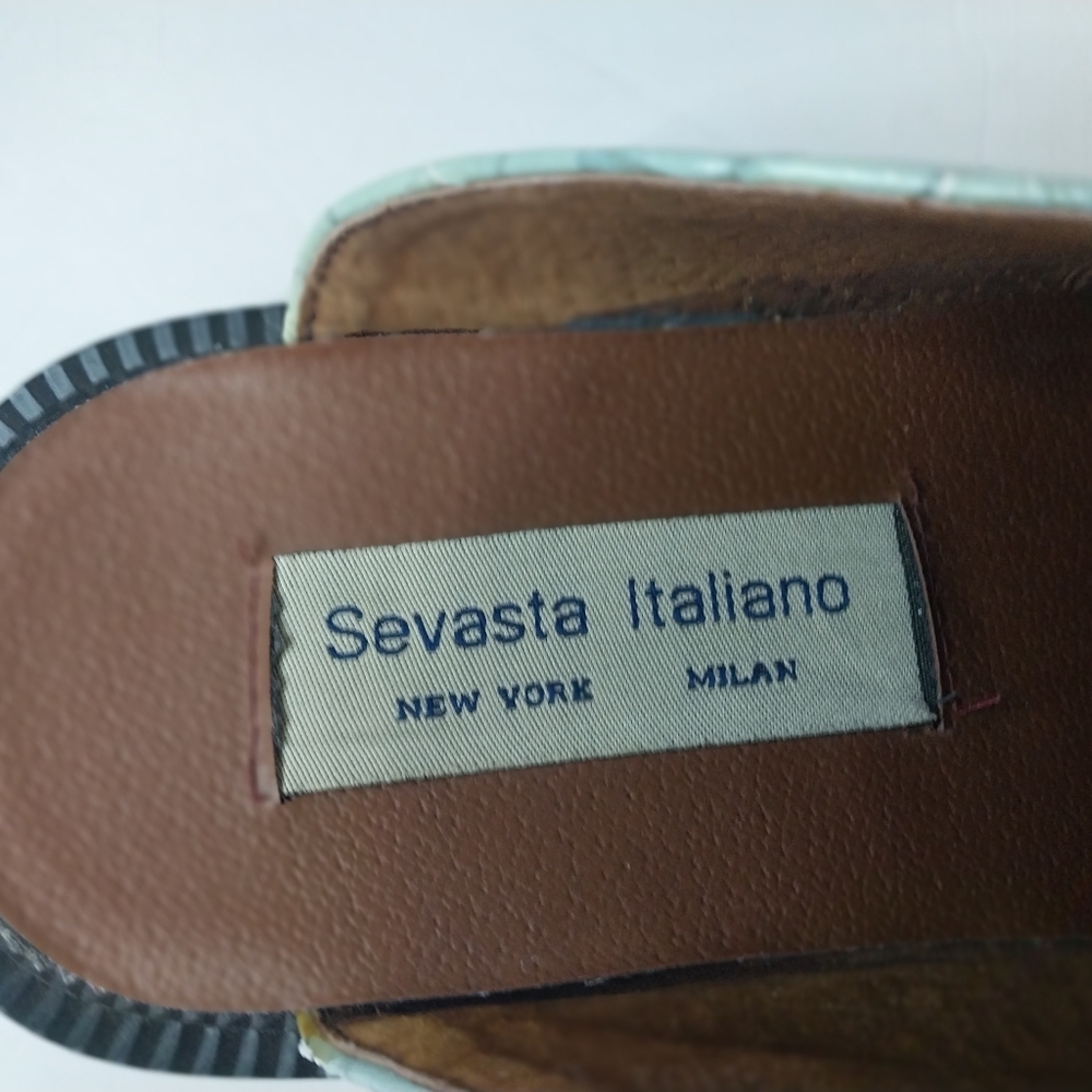 SEBASTA ITALIANO Men"s Shoes 9.5 Blue Croc-Embossed Slip-On Loafers - Picture 5 of 10